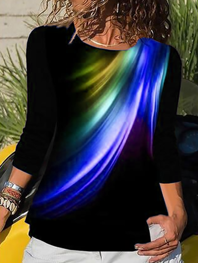 Große Größen Langarm Lässig Shirts & Blusen&Shirts