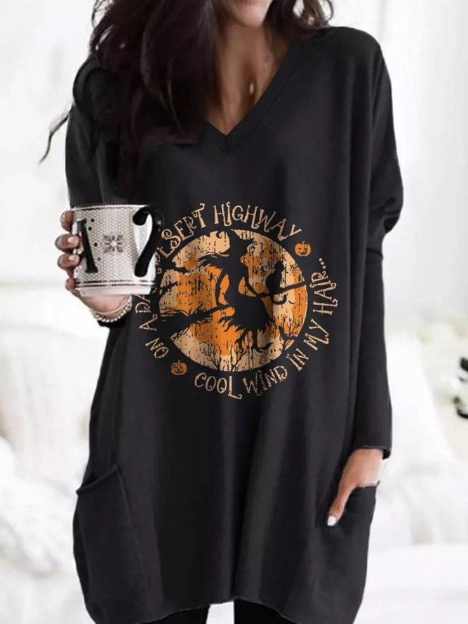 Print Lässiges Sweatshirts mit Langarm