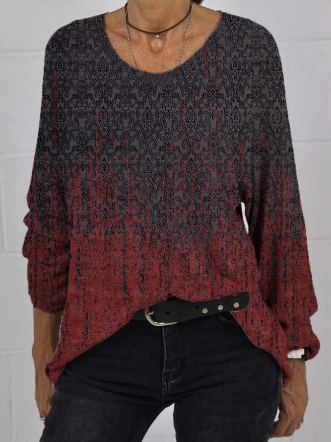 Langarm Lockere Blusen & Shirts mit Rundhals