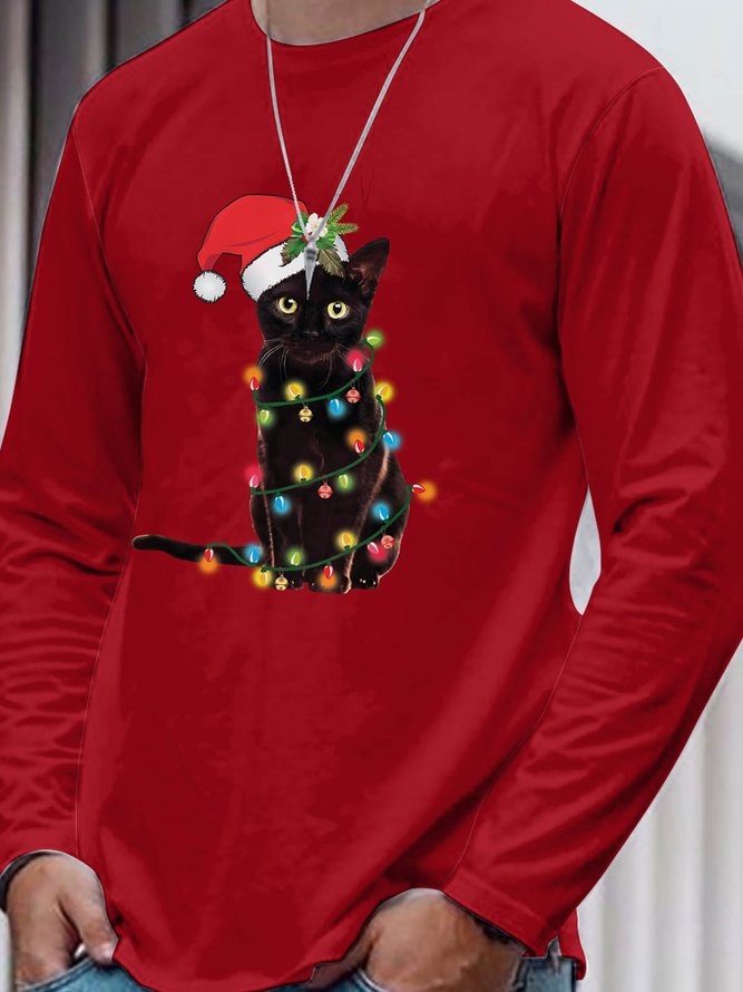 Weihnachten Grafik Shirt mit Katze Print