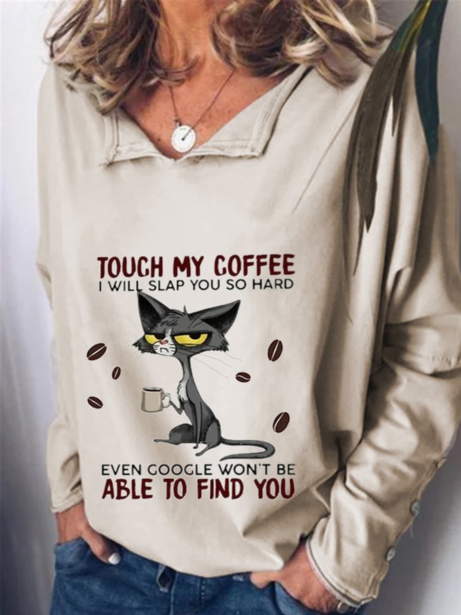 Lässig Langarm Große Größen Print Blusen&Shirts T-Shirts
