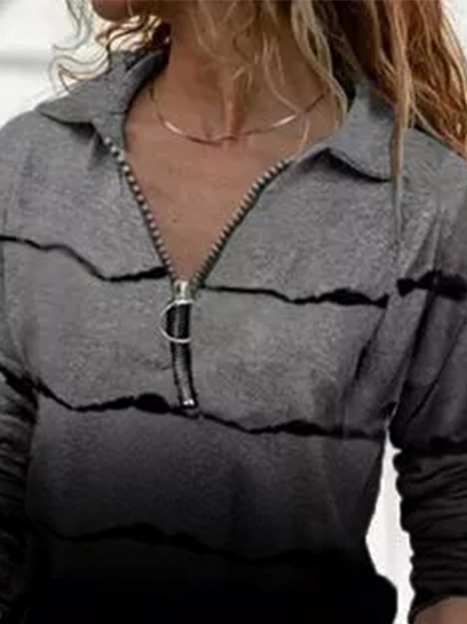 Revers Gestreift Sweatshirts