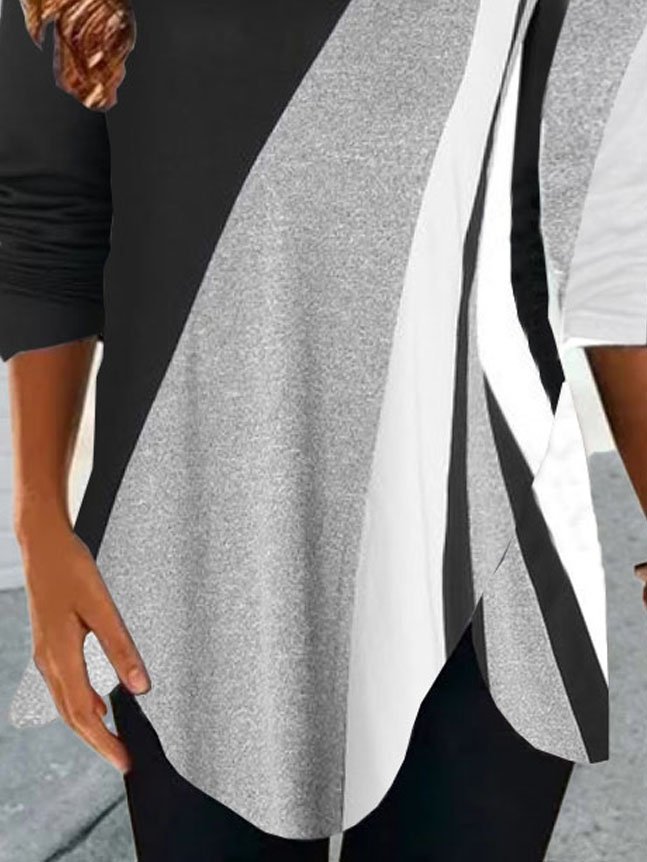 Baumwollgemisch Geometrisch Locker Shirts & Blusen
