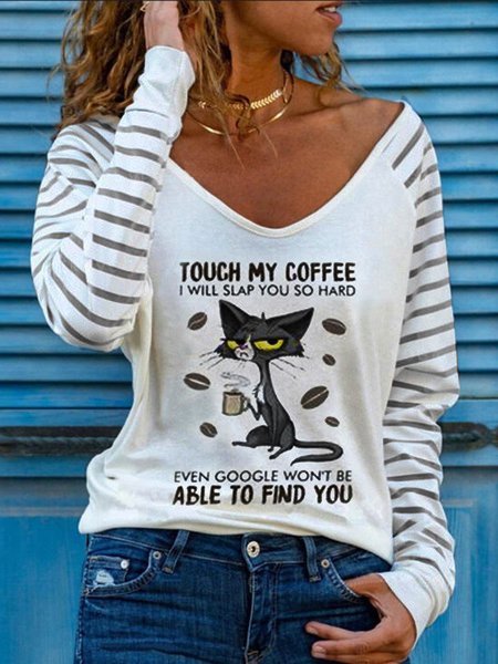 Buchstabe V-Ausschnitt T-Shirt