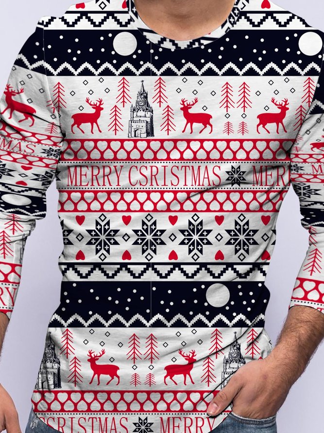 Weihnachten Grafik Langarm Lässig T-Shirt