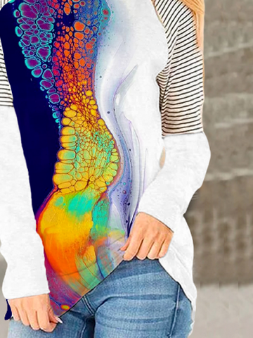 Lässig Abstrakt Regelmäßige Passform T-Shirt