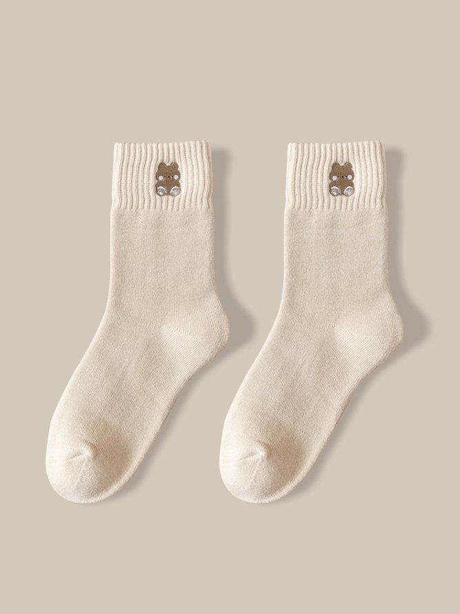 Retro Tragen Herz Baumwolle Warm Socken 5 St. Set