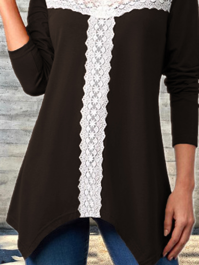 Pastoral Karree-Ausschnitt Baumwollgemisch Tunika Shirts & Blusen