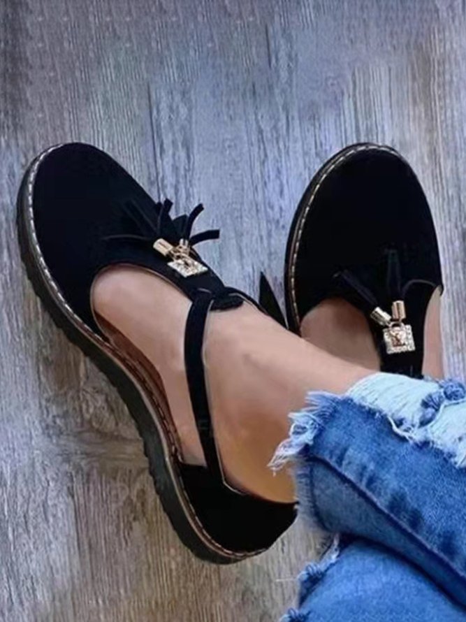 Damen Schnalle Fransen Schuhe