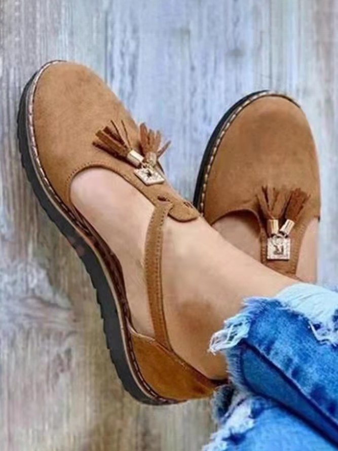 Damen Schnalle Fransen Schuhe