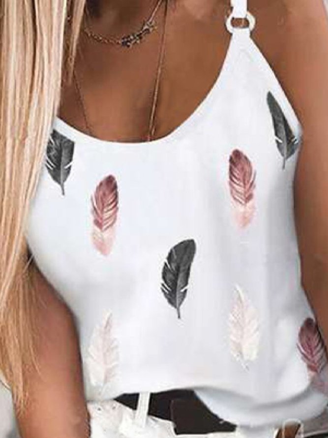 Sexy Feder Ärmellose Tops mit Rundhals