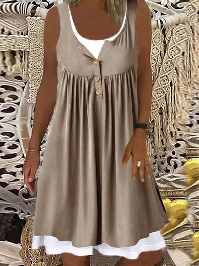 Rundhals Regelmäßige Passform Unifarben Kurzarm Stricken Kleid