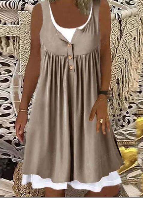Rundhals Regelmäßige Passform Unifarben Kurzarm Stricken Kleid