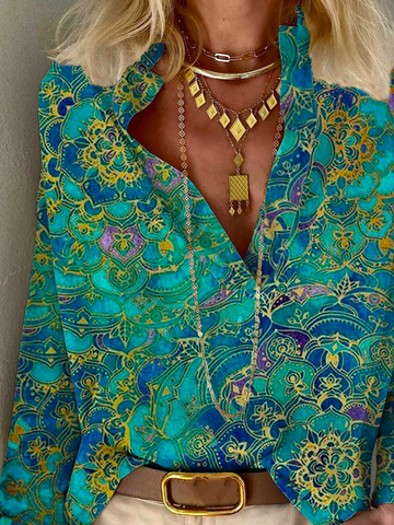 Locker Stehkragen Lässig Langarm Blusen & Shirts