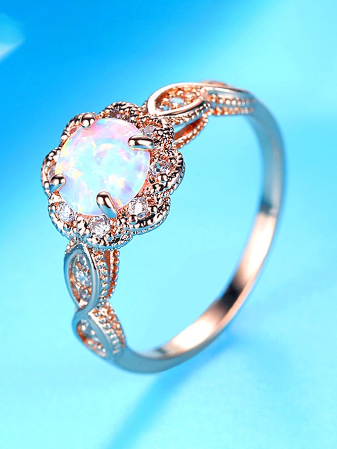 Geometrischer Opal Ring