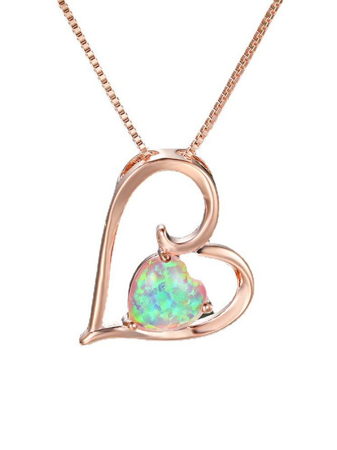 Legierung Herz Opal Halskette