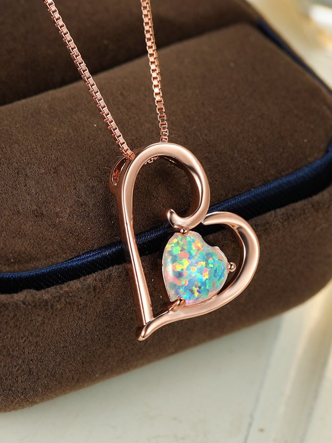 Legierung Herz Opal Halskette