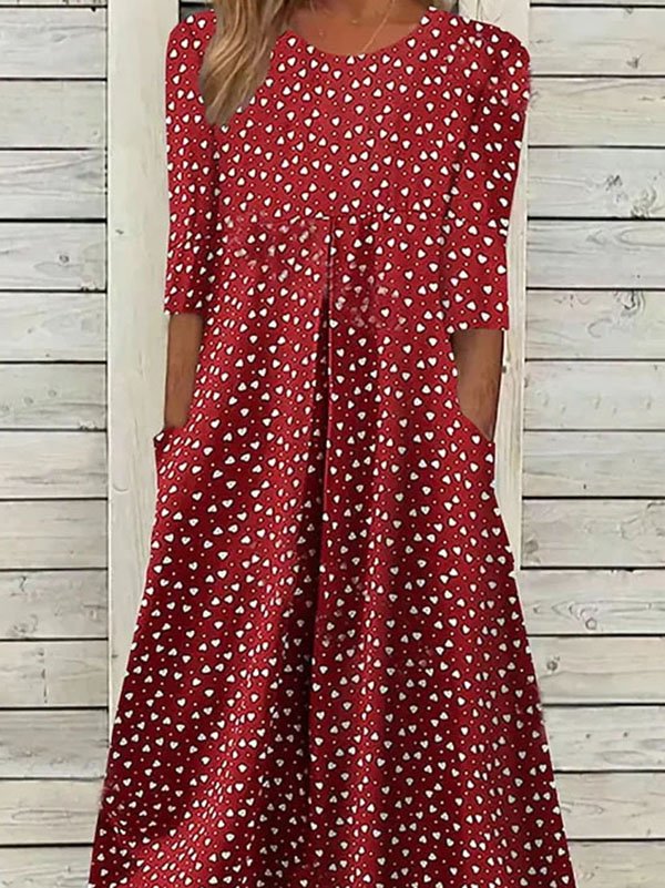 Lässig Rundhals Geometrisch Halbarm Kleid