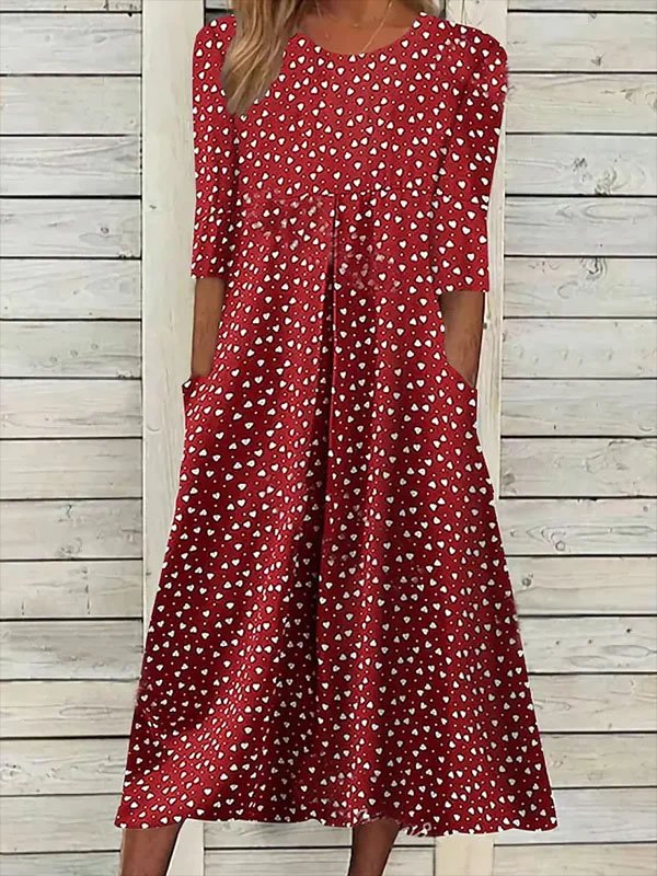 Lässig Rundhals Geometrisch Halbarm Kleid
