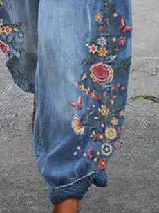 Print Lässig Normal Jeans