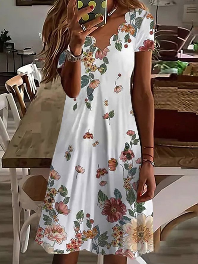 Lässig Locker Kurzarm Stricken Kleid