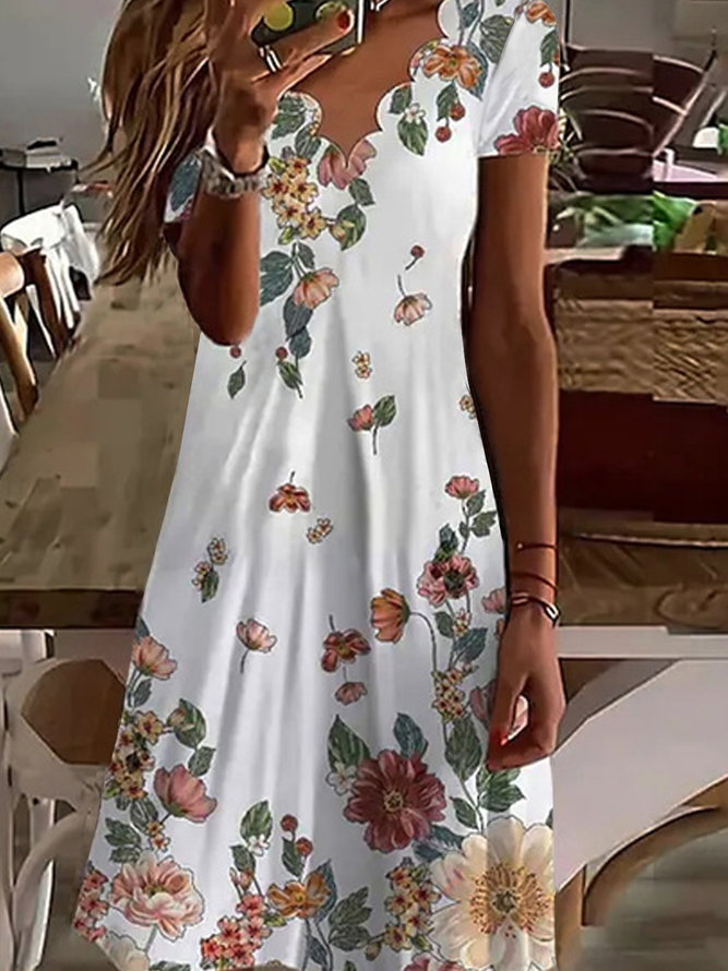 Lässig Locker Kurzarm Stricken Kleid