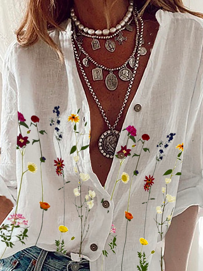 Print Langarm Bluse