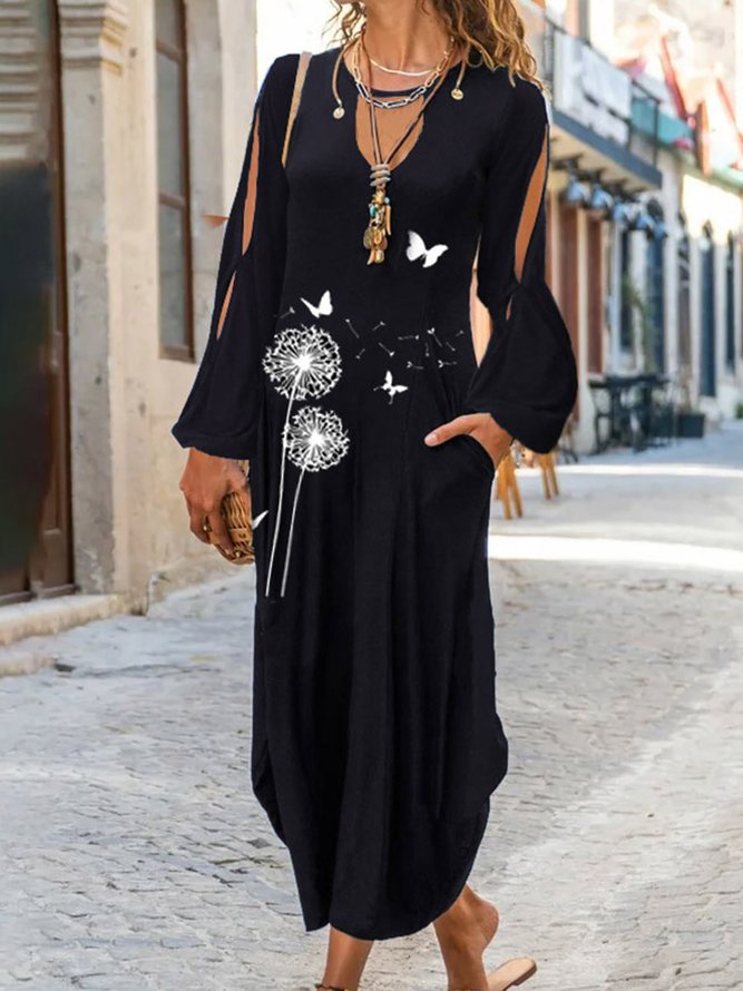 Lässig Langarm Stricken Kleid