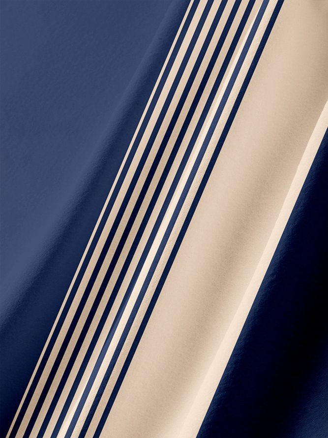 Lässig Kunst Sammlung Geometrisch Streifen Farbblock Muster Revers Kurzarm Bluse Print Oberteile