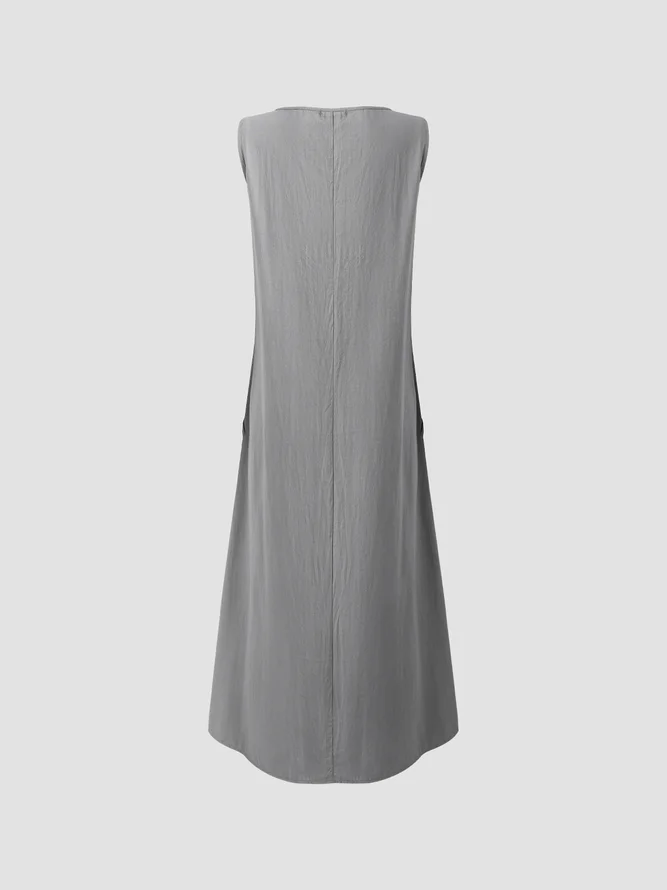 Einfarbiges Ärmelloses Maxikleid für Sommer mit Taschen