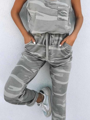 Lässig Weit Rundhals Jumpsuit