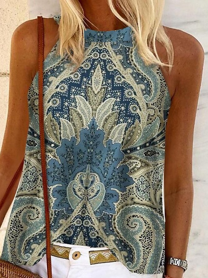 Lässig Neckholder Ethnisch Weit Top & Untershirt