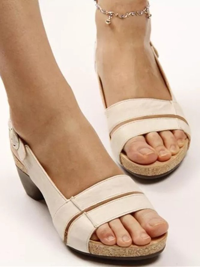 Unifarben Retro Lässig Sandalen mit klobigem Absatz