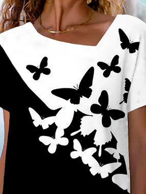 Große Größen Schmetterling Print T-Shirt