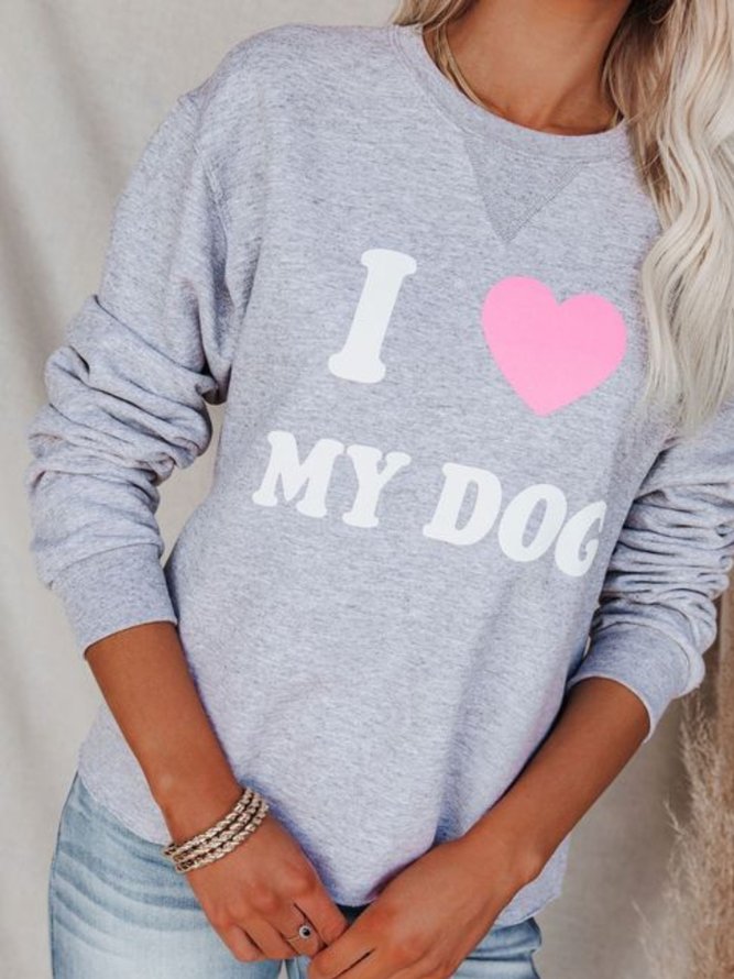 Lässig Langarm Rundhals Große Größen Print Shirts & Blusen Sweatshirts
