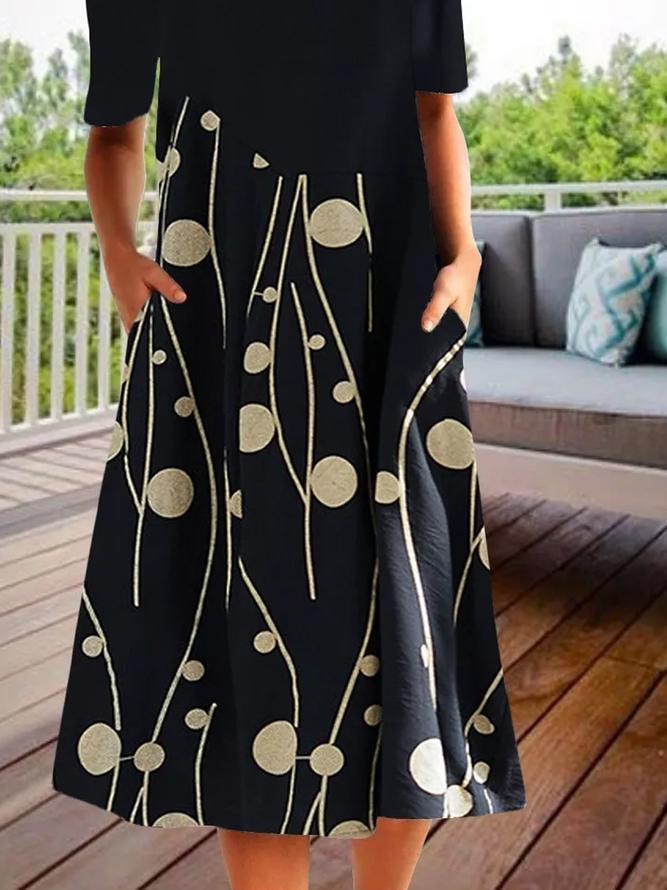 Lässig Weit Polka Dots Kleider