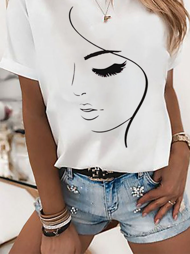 Jersey Figur Rundhals T-Shirt