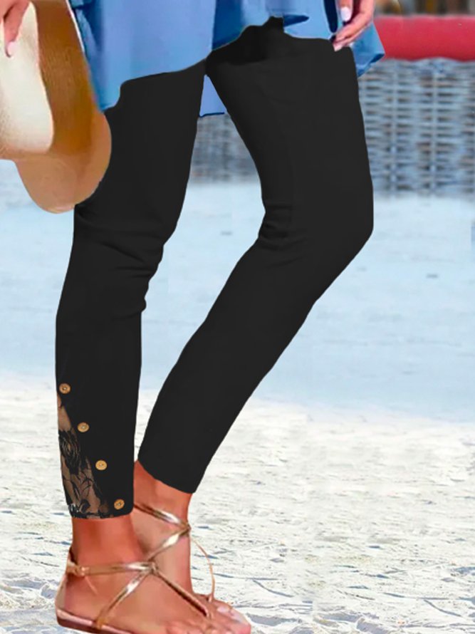 Lässig Unifarben Herbst Polyester Hoch Elastizität Täglich Legging H-Linie Regelmäßig Größe Leggings für Damen