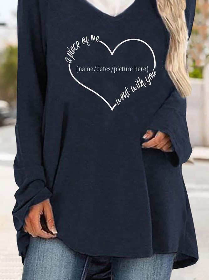 Lässig Herbst Herz/Herz Urlaub Weit Jersey Standard Langarm H-Linie Blusen & Shirts für Damen