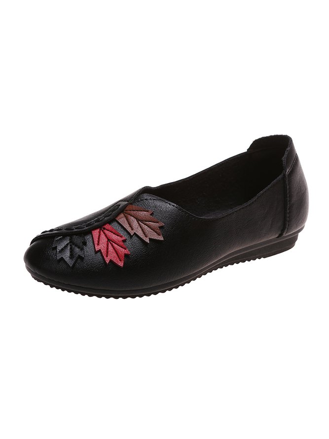 Damen Retro Farbblock Alle Jahreszeiten Nahtverarbeitung Flach Große Größen Gummi Slip On Flache Schuhe Slippers