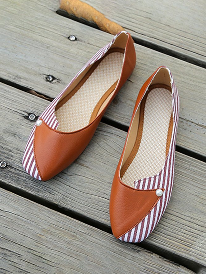Gestreift Alle Jahreszeiten Urban Nahtverarbeitung Tragbar Pendeln PU Slip On Standard Slippers für Damen