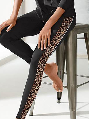 Leopard Print Farbblock Lässig Leggings