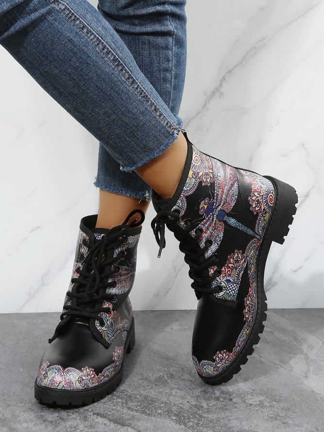 Martin Stiefelette mit  Libelle Abstraktem Print