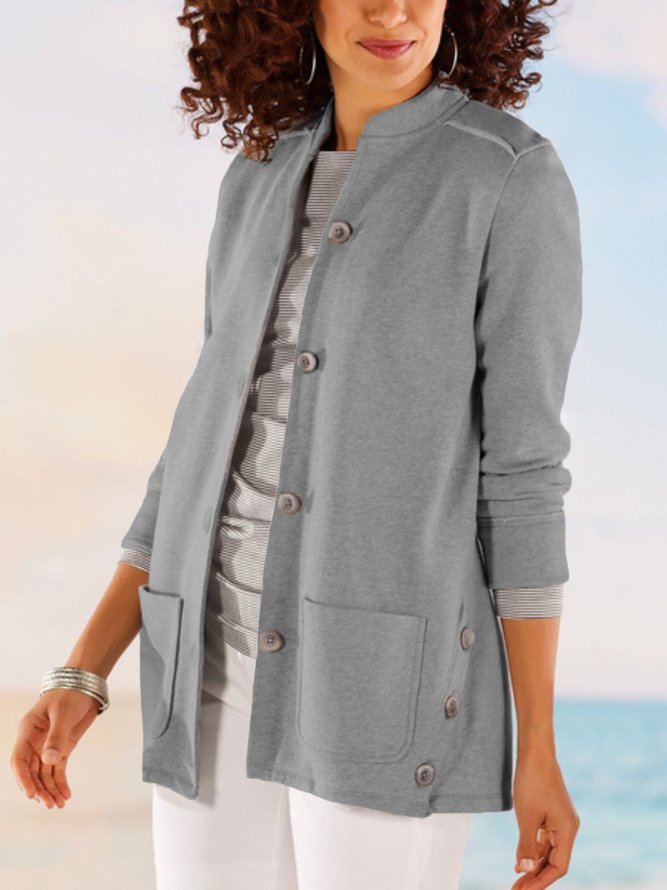 Lässig Unifarben Herbst Normal Täglich Mittellang H-Linie Regelmäßig Regelmäßig Größe Jacke für Damen