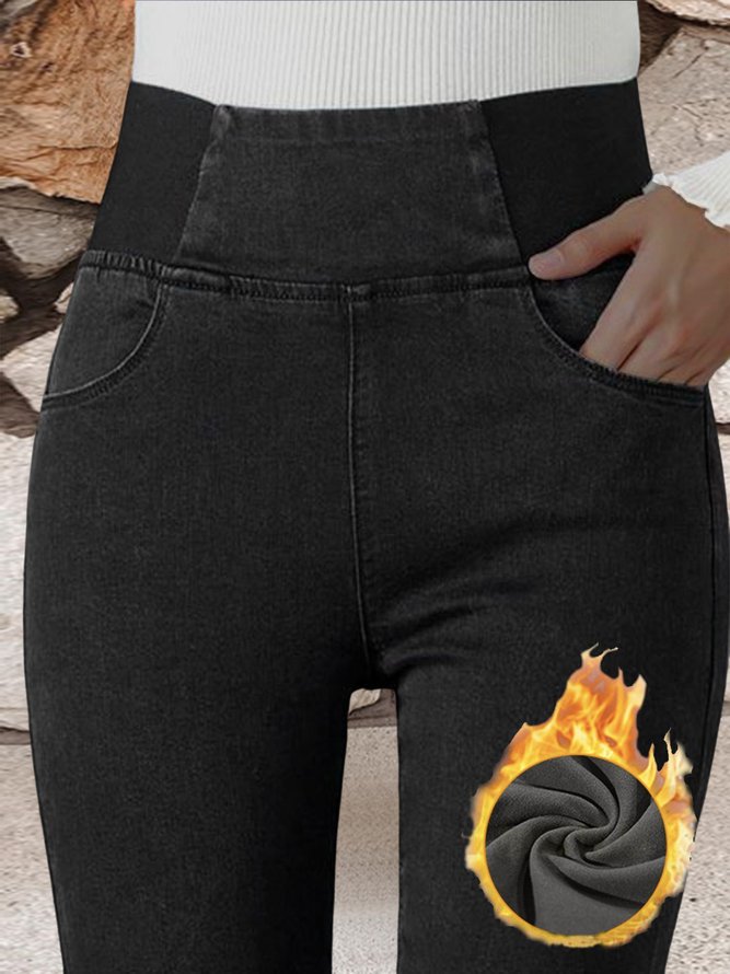 Unifarben Denim Lässig Fest ...