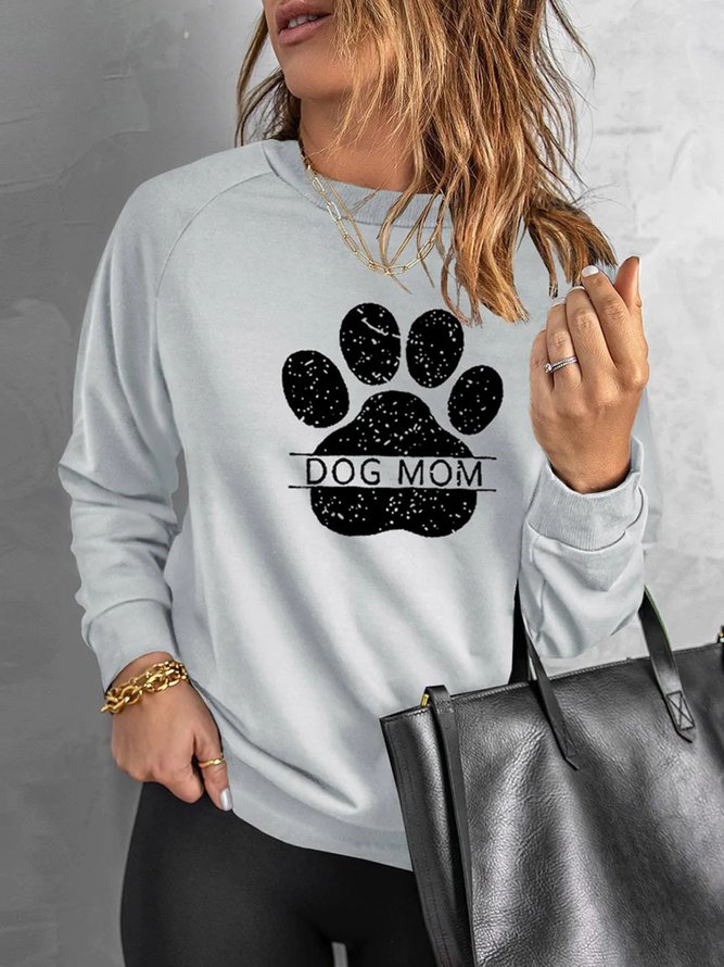 Hund Mama Print Lässig Weit Sweatshirts