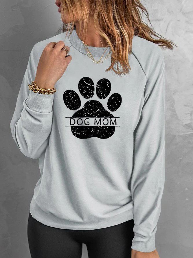 Hund Mama Print Lässig Weit Sweatshirts