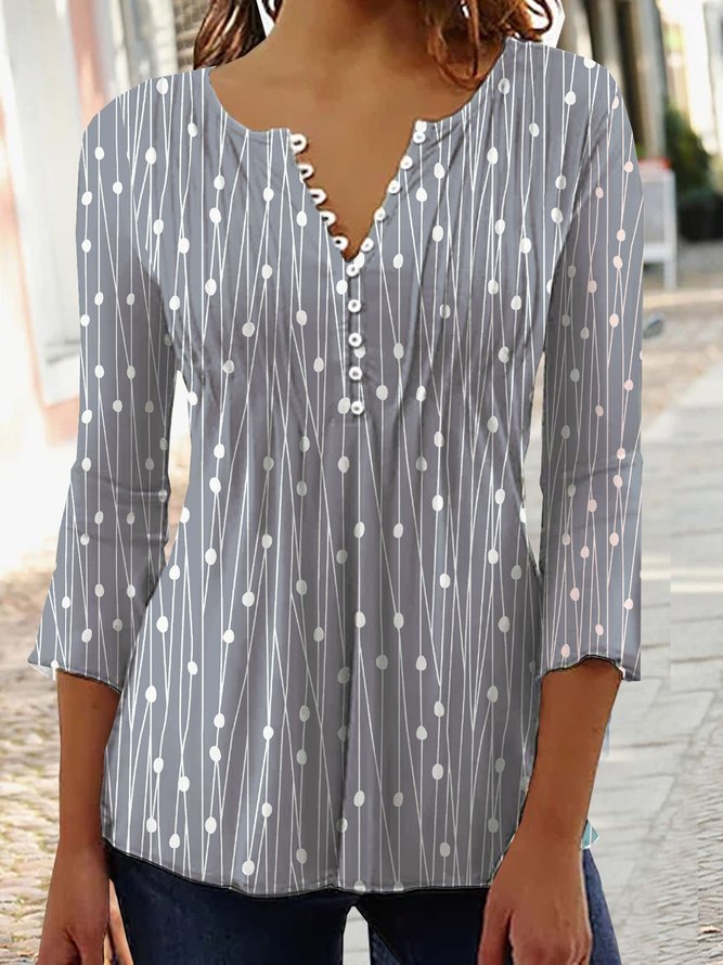 Geometrisch Lässig Herbst Weit 1 * Bluse Heiß Liste A-Linien Regelmäßig Regelmäßig Größe Blusen & Shirts für Damen