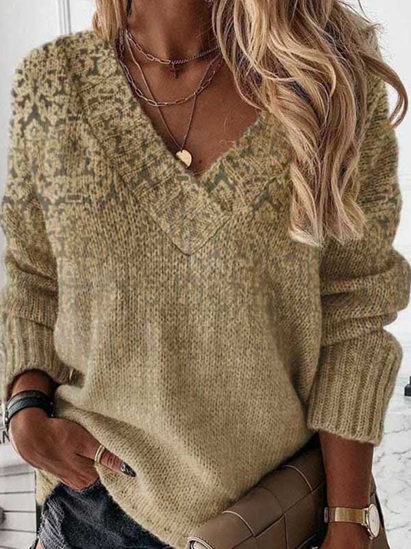 Große Größen Print Lässig Pullover