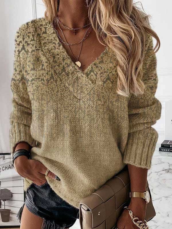 Große Größen Print Lässig Pullover